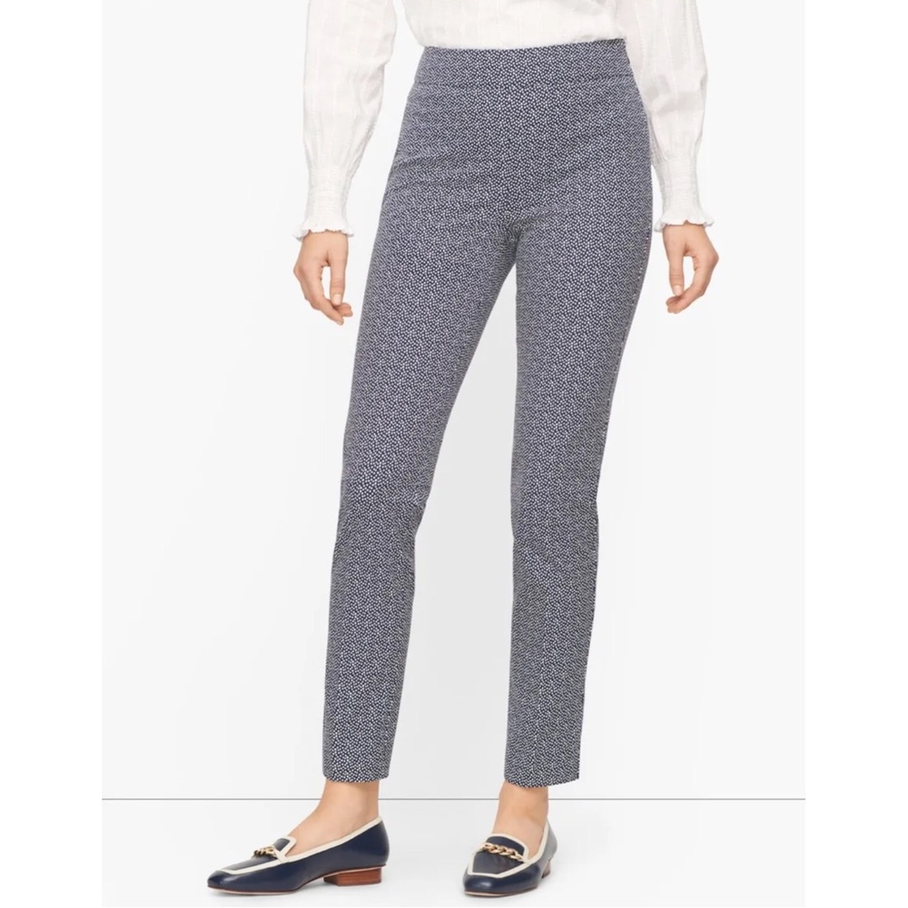 Talbots Navy & White Ankle Cropped Patterned Pants